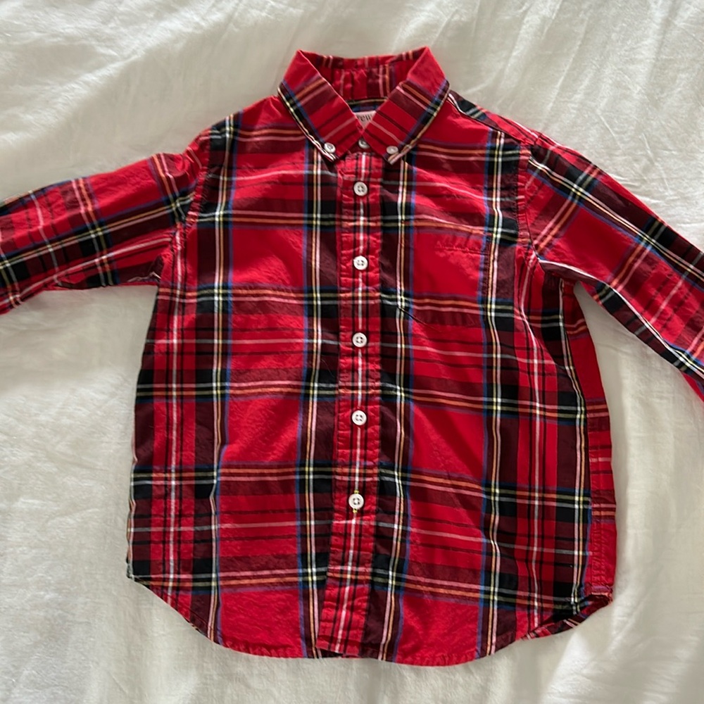 Crewcuts button up in size 3T. Red tartan plaid.